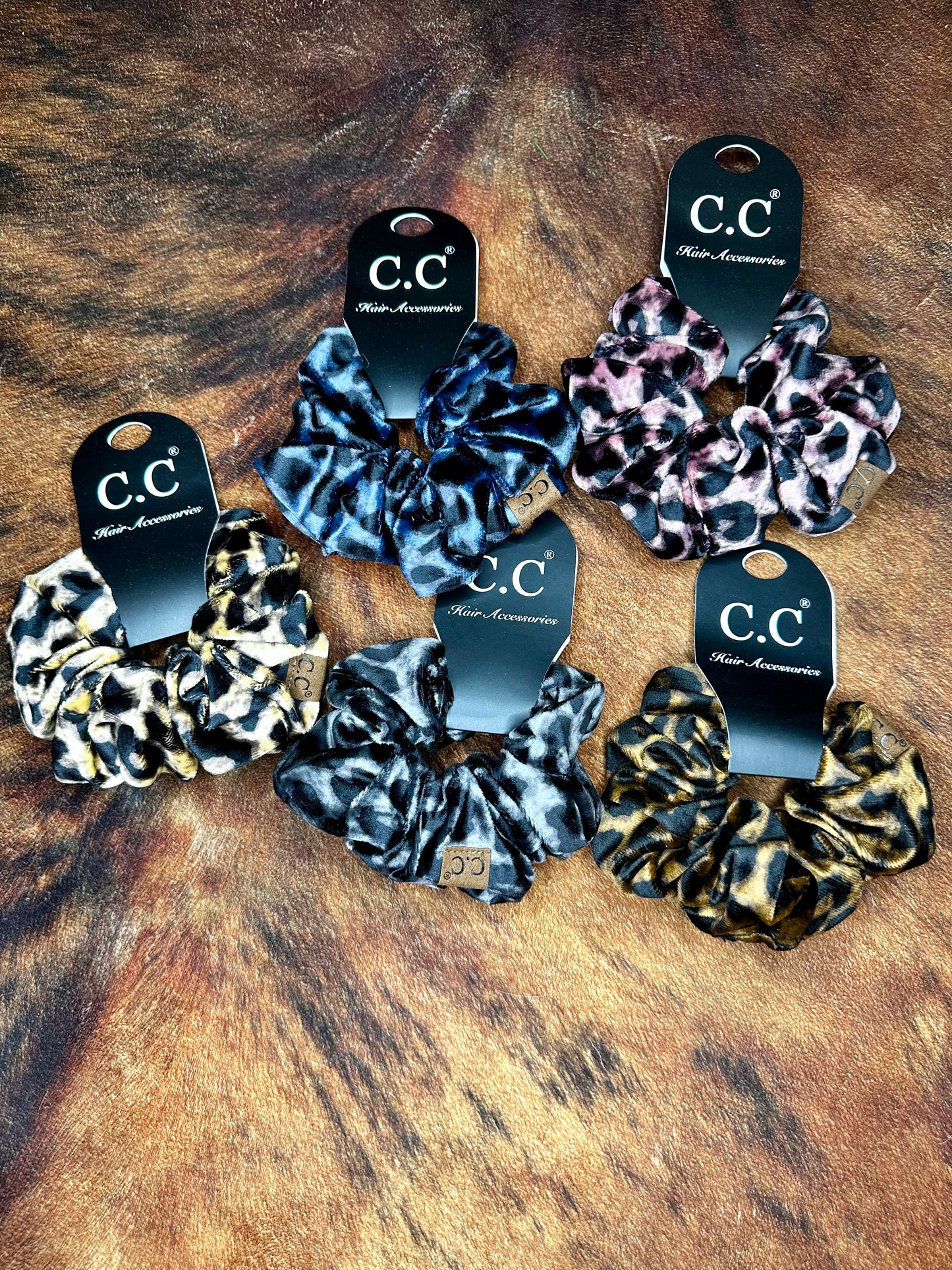 C.C Leopard Velvet Scrunchies