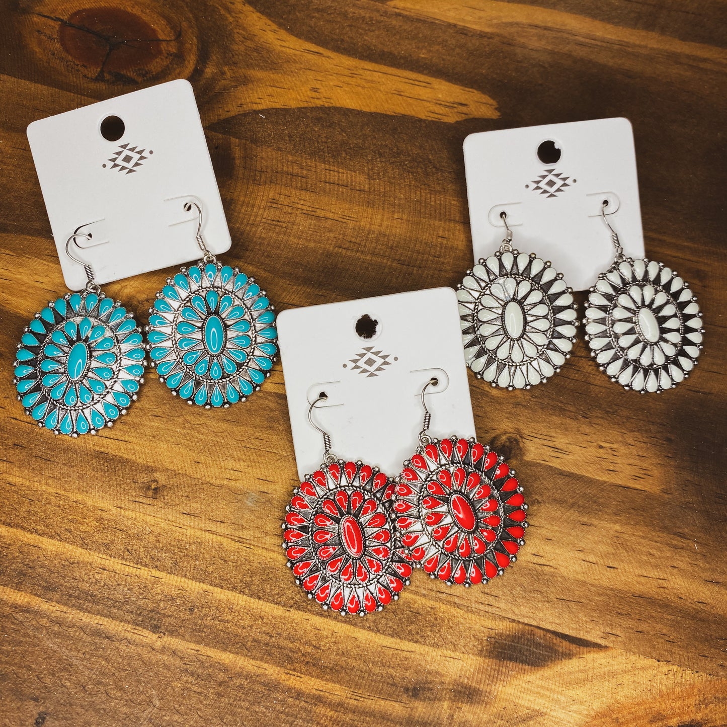 Western Concho Earrings- 3 Color Options