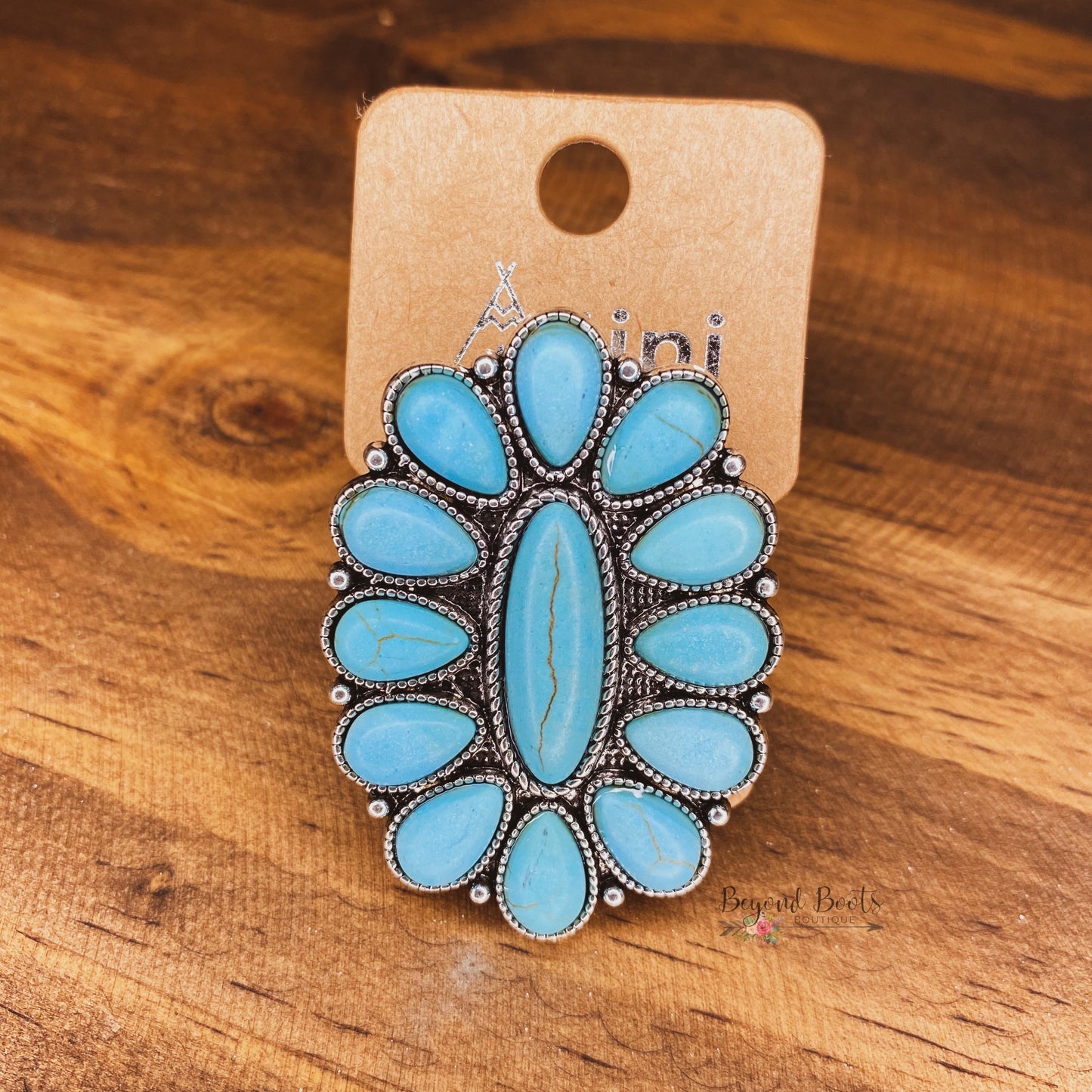 Deep Turquoise Blossom Ring
