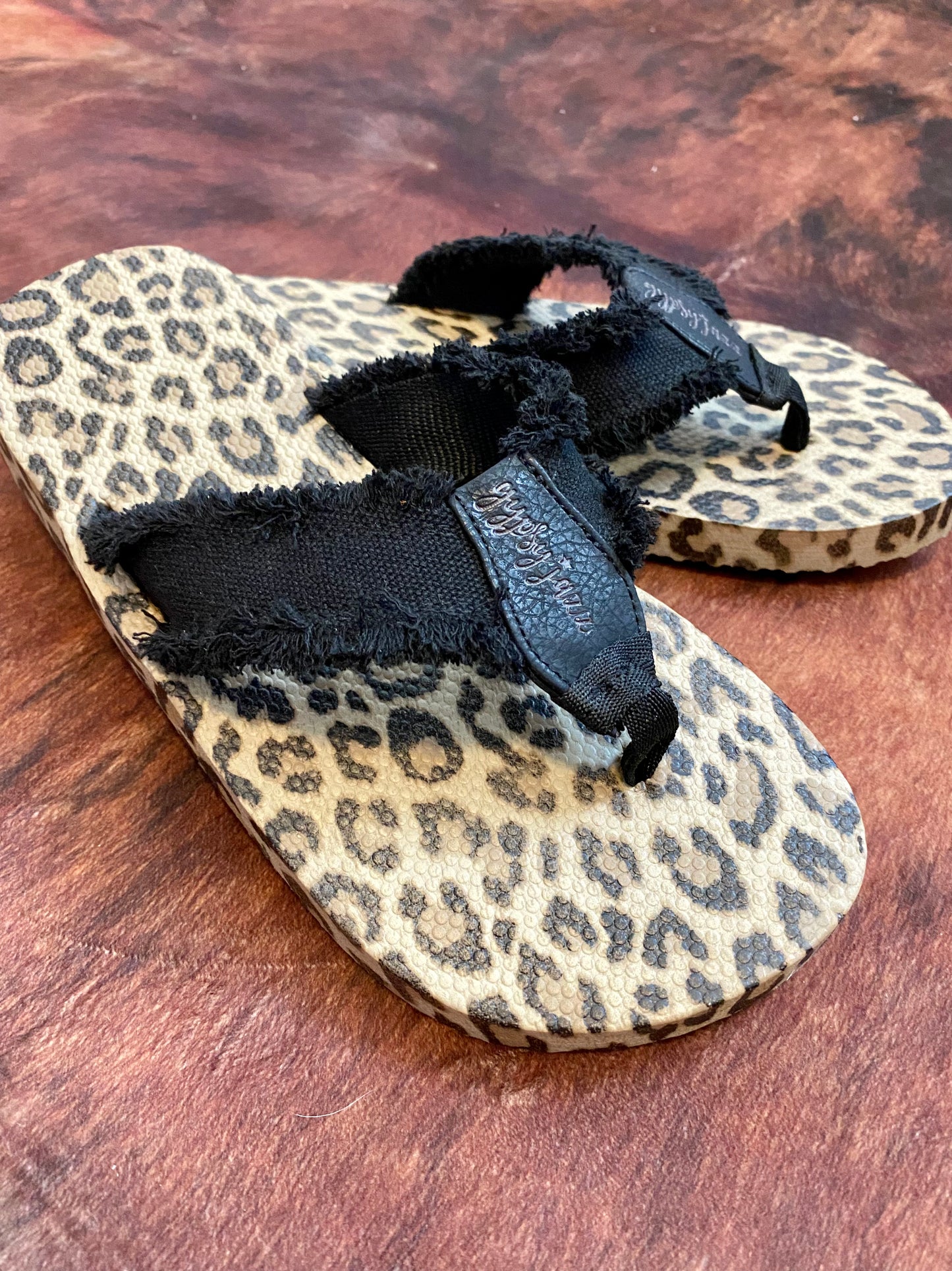 Leopard & Black Flip Flop Sandals