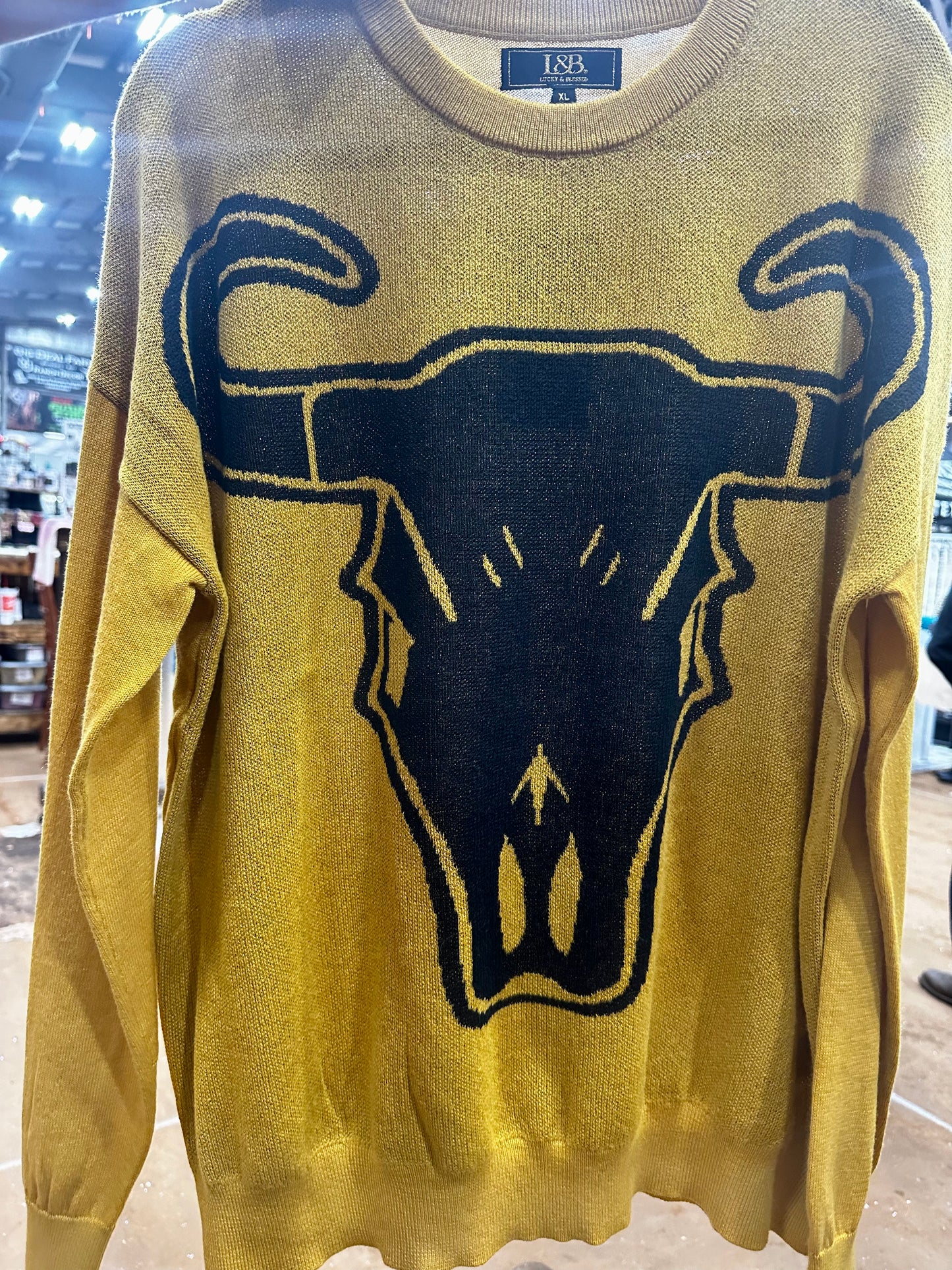 Mustard/ Black Longhorn Sweater