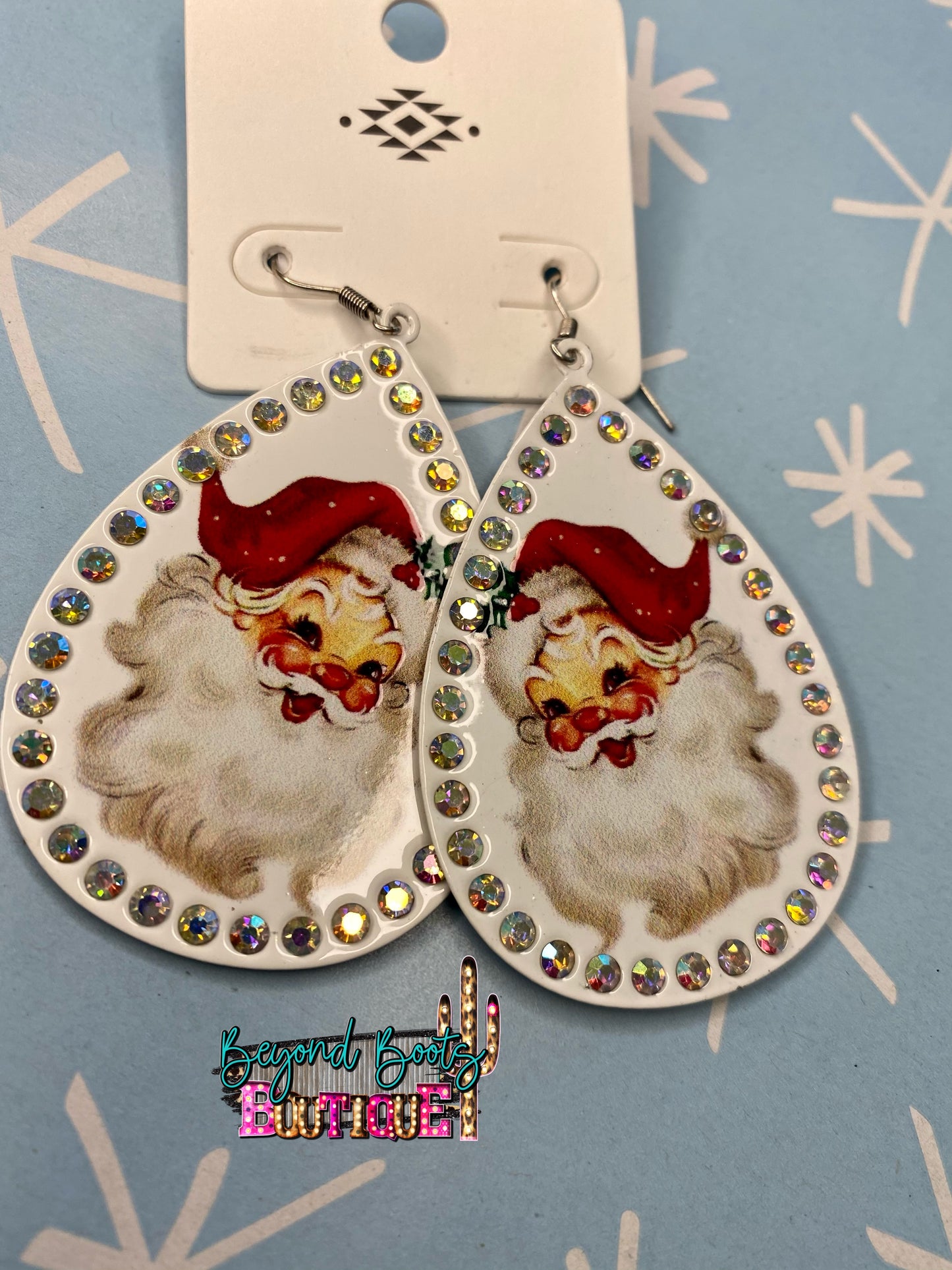 ER0700 White Santa Earrings