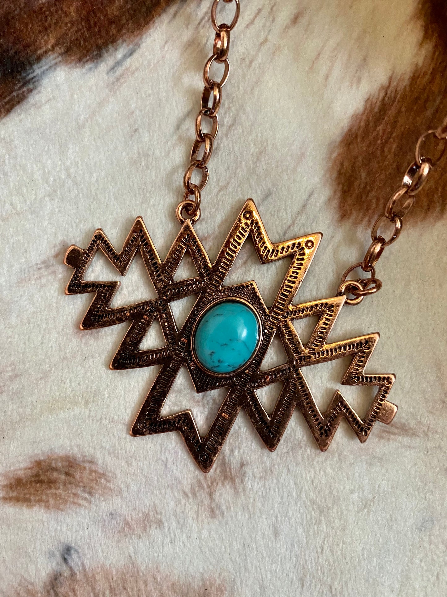 Western Aztec Pendant Chain Necklace